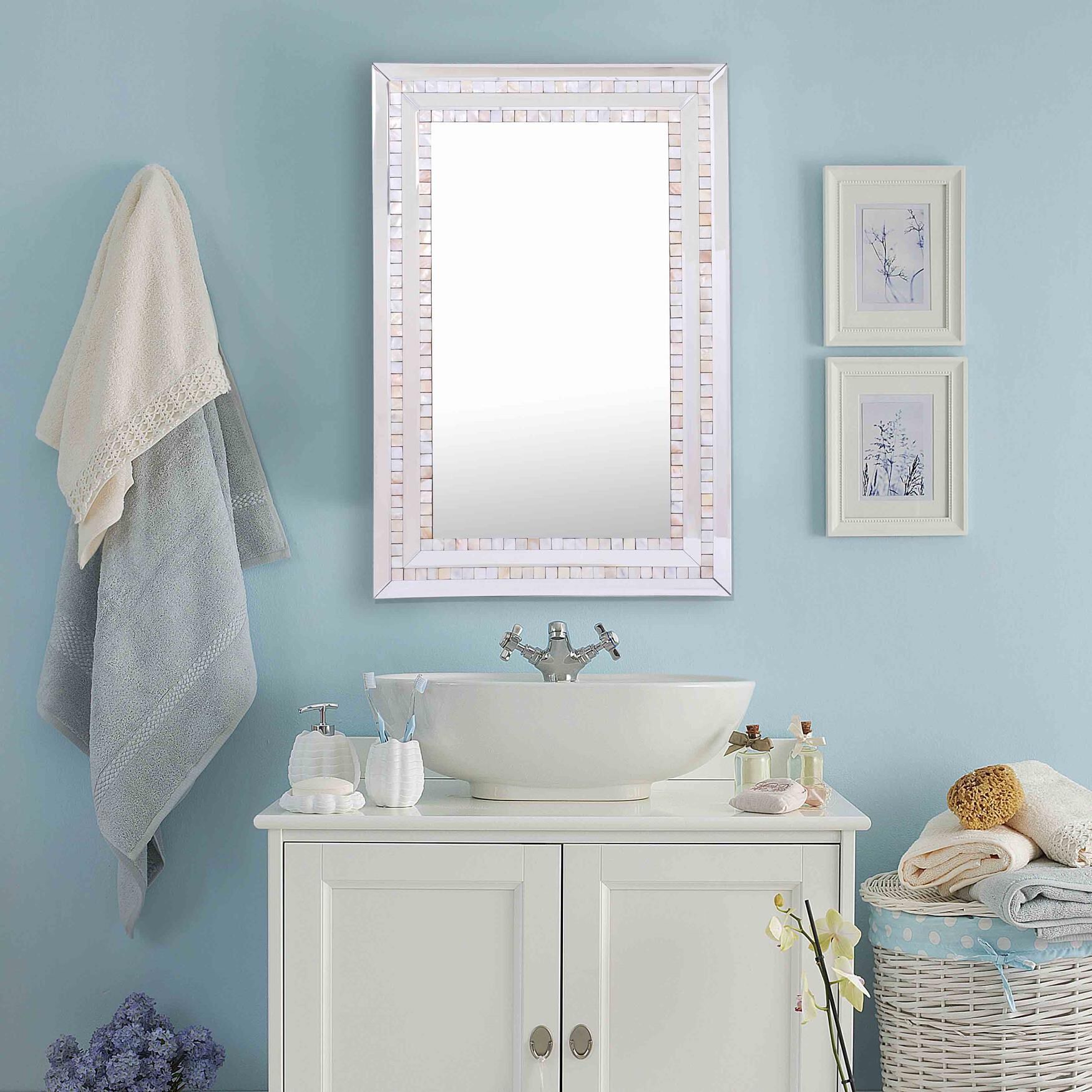 Double Mosaic Tiled Frame Mirror, CLEAR, hi-res image number 0