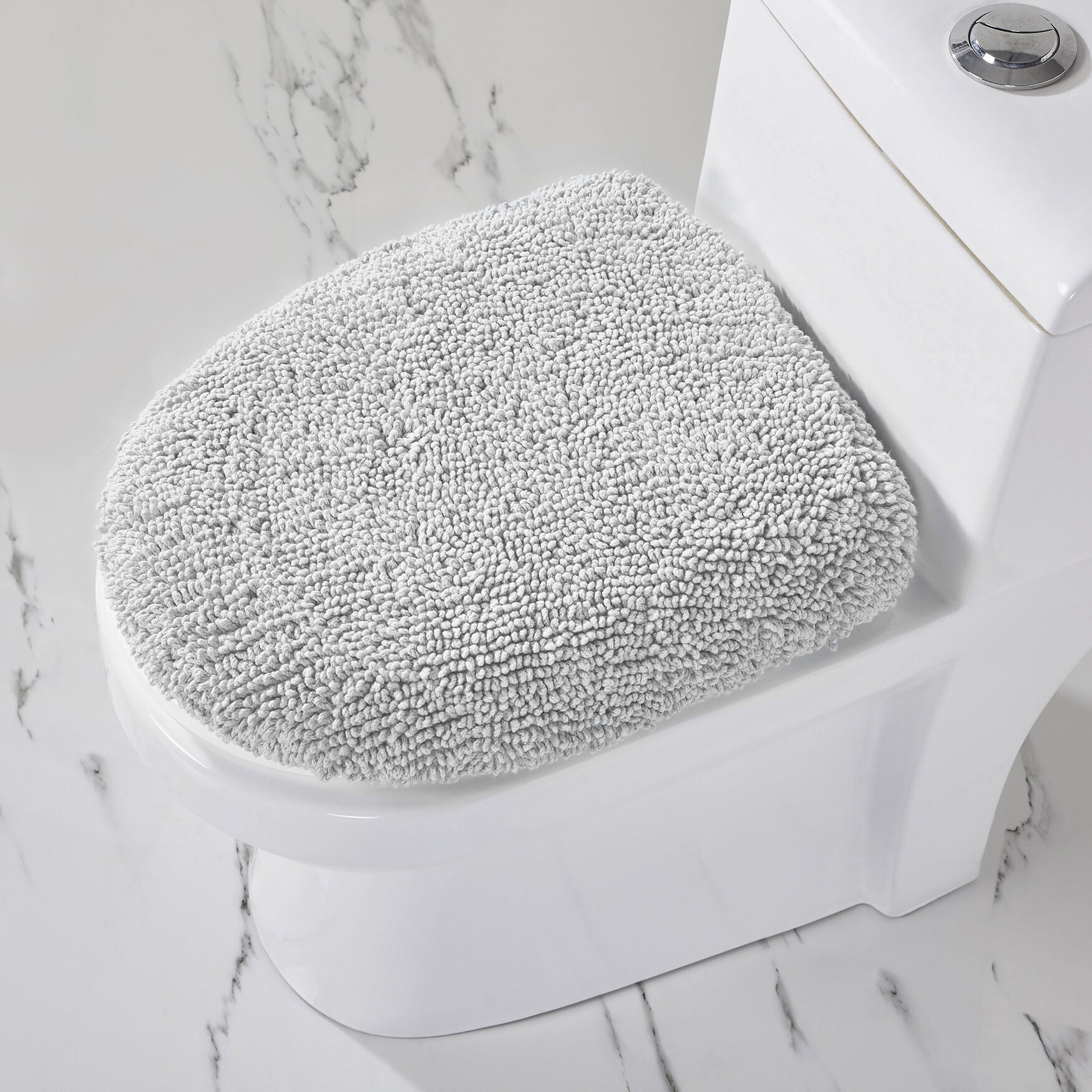 Hugo Collection 100% Cotton 18 inches X 20 inches Lid Cover Bath Rug, WHITE, hi-res image number 0