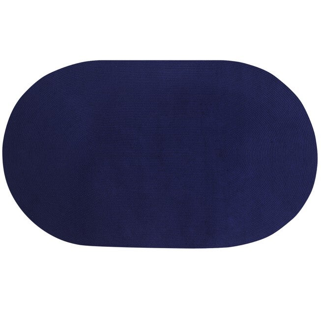Alpine Braid Collection Reversible Indoor Area Rug in Vibrant Colors, 20 inches" x 30 inches" Oval , NAVY SOLID, hi-res image number 0
