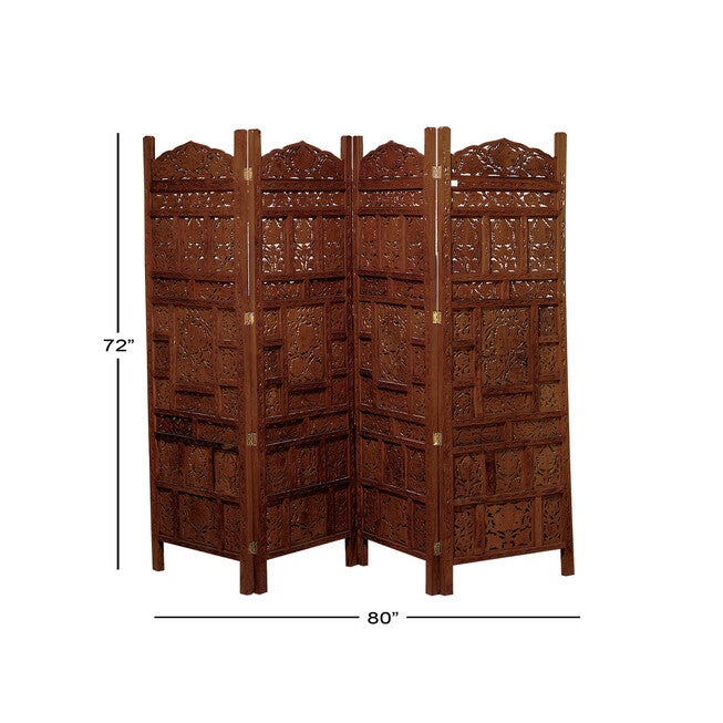 Red Mango Wood Traditional Room Divider Screen, 72 inches x 80 inches x 1 inches, , alternate image number null