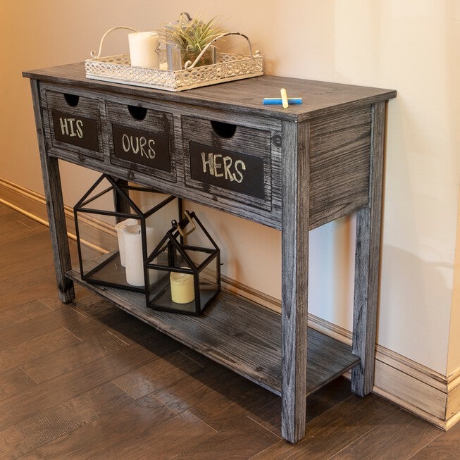 3-Drawer Console Weathered Chalkboard, WEATHERED, hi-res image number null