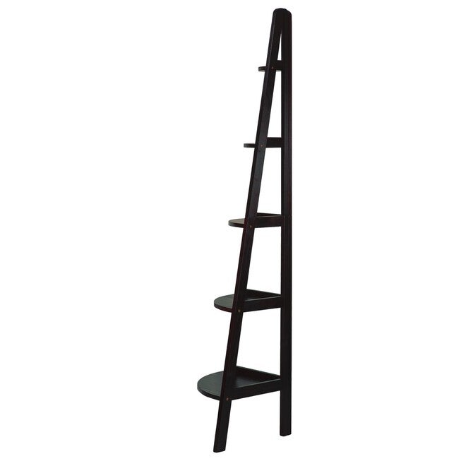 5-Shelf Corner Ladder Bookcase-Espresso, , alternate image number null