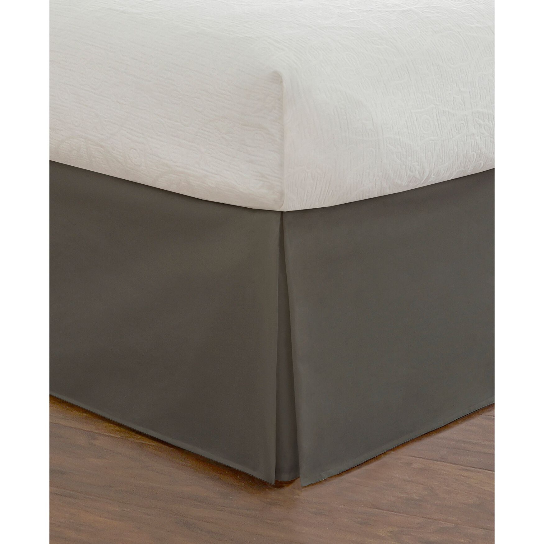 Fresh Ideas Poplin Tailored Bed Skirt, LIGHT PASTEL GREY, hi-res image number 0