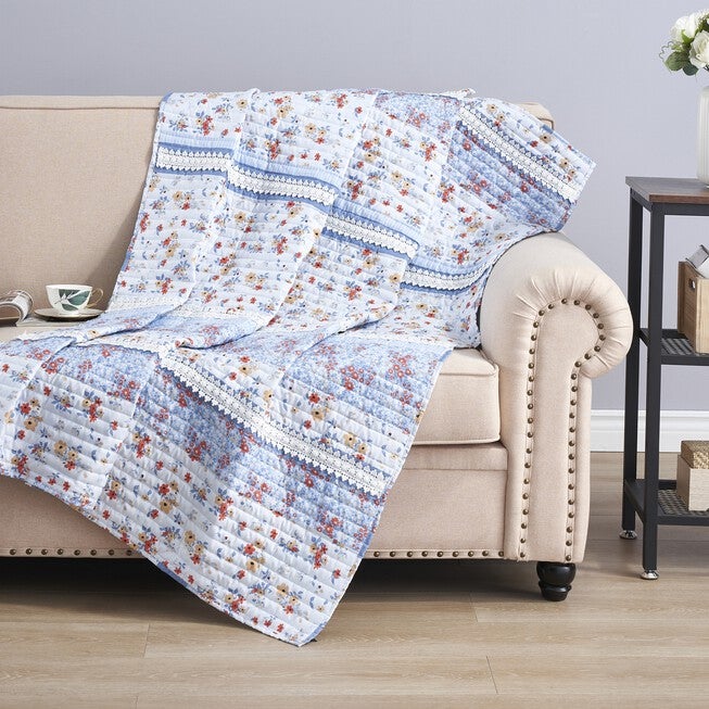 Betty Lace-Embellished Throw Blanket, WHITE, hi-res image number null