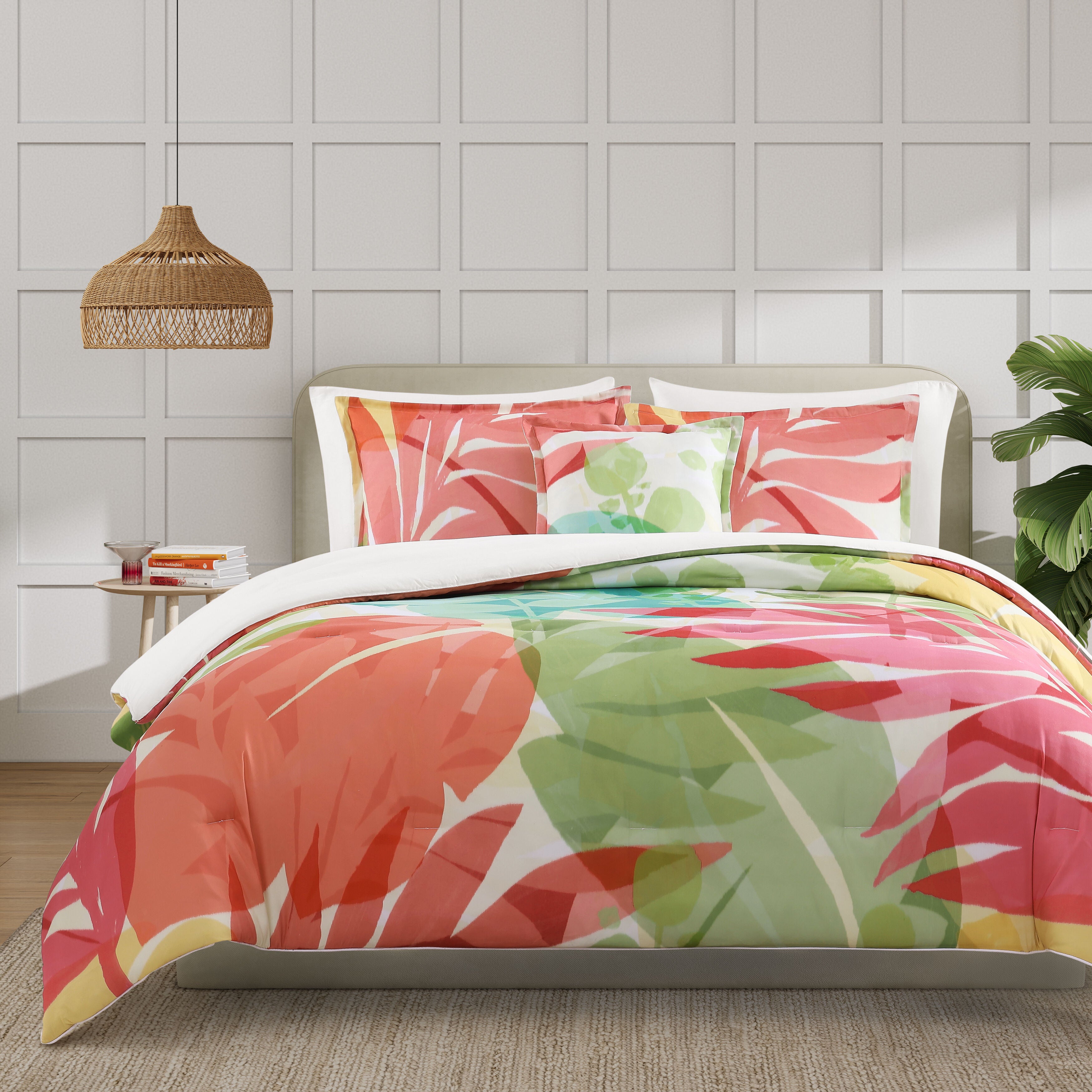TIKI FULL/QUEEN 3PC. COMFORTER SET, FUCHSIA, hi-res image number 0