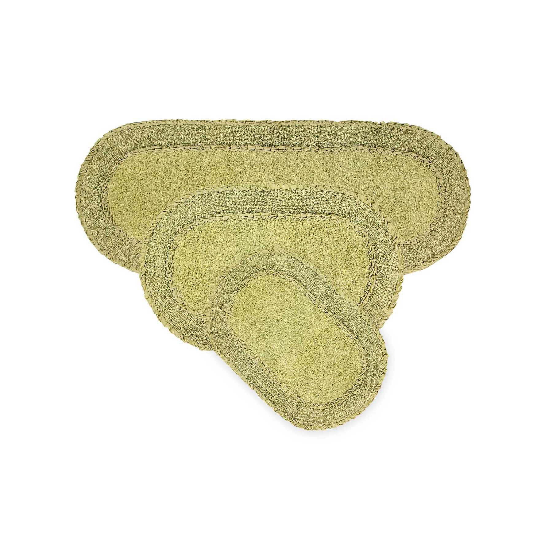Double Ruffle 3 Piece Set Bath Rug Collection, SAGE, hi-res image number 0