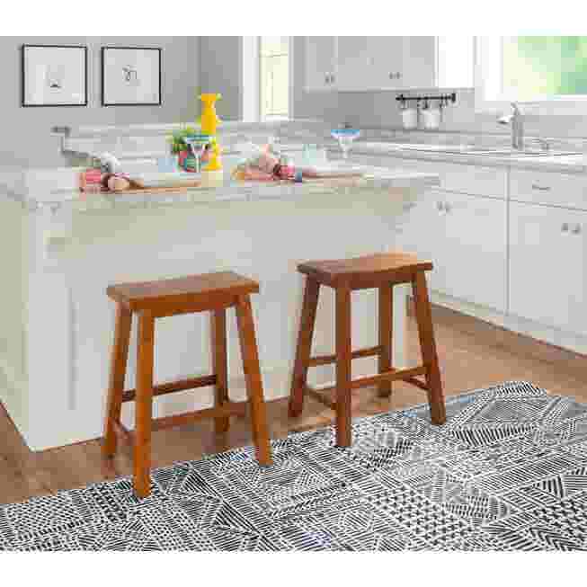 Two stools in kitchen island scene
