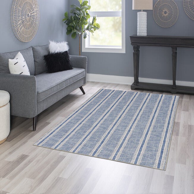 Washable Wallen Ivory/Blue Rug, , alternate image number null