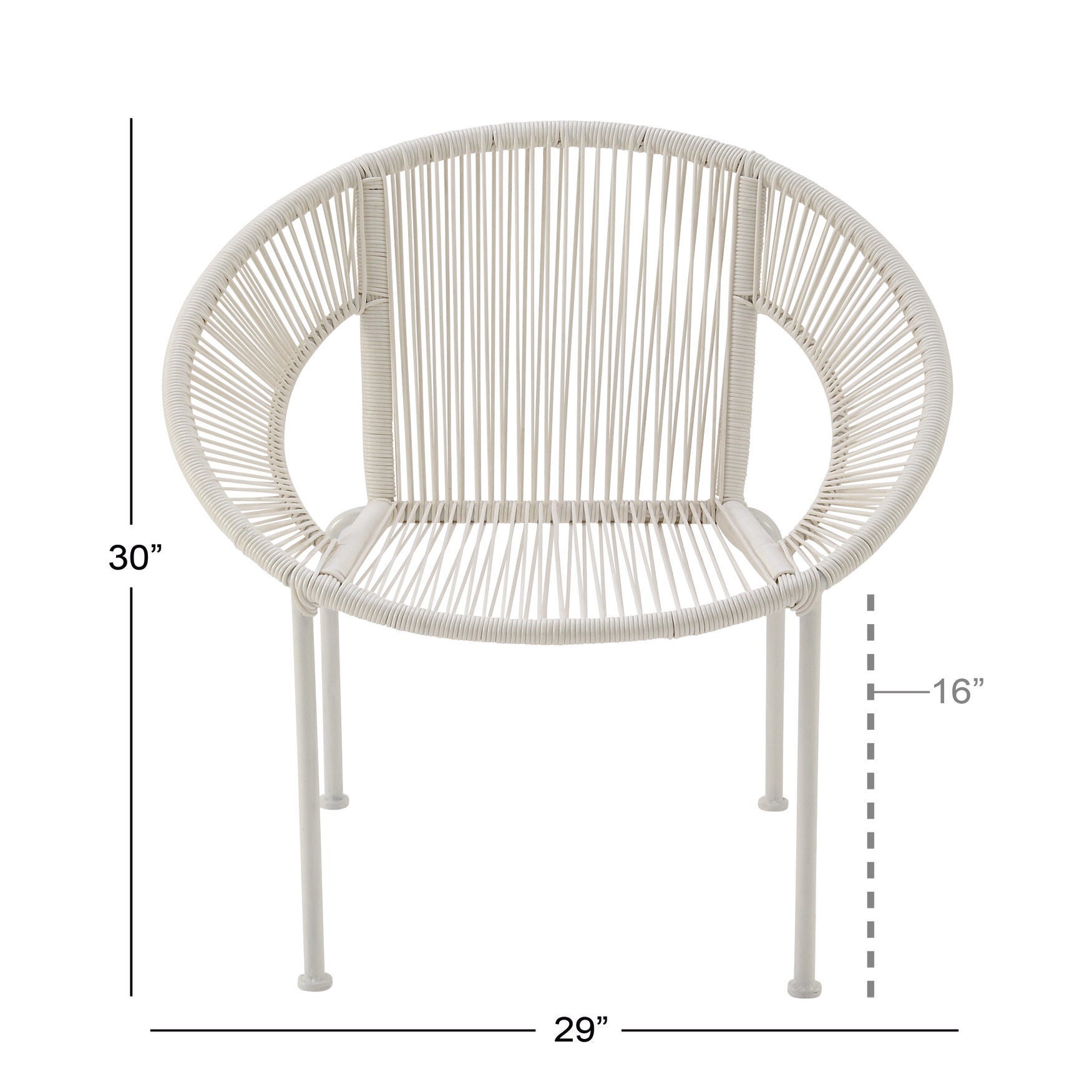 White Metal Contemporary Outdoor Chair, , alternate image number 7