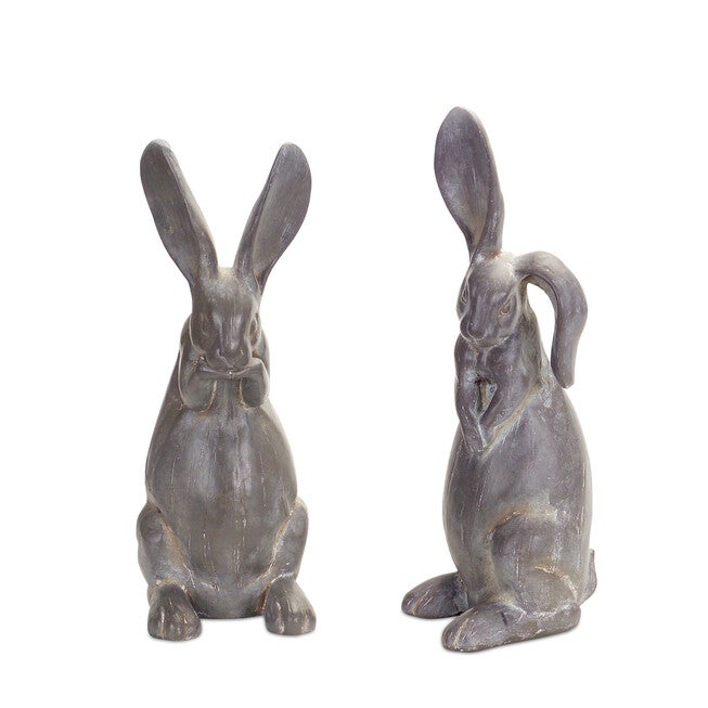 Long Ear Stone Rabbit Garden Statue (Set Of 2), GREY, hi-res image number null