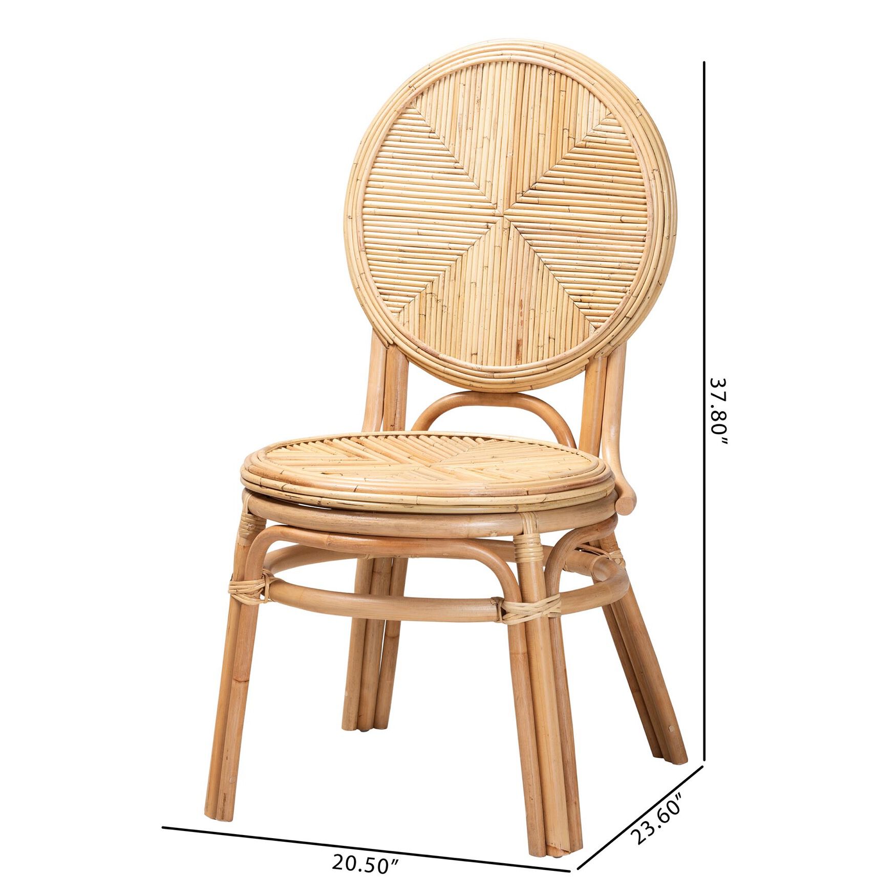 Carita Modern Bohemian Natural Brown Rattan Dining Chair, , alternate image number 9