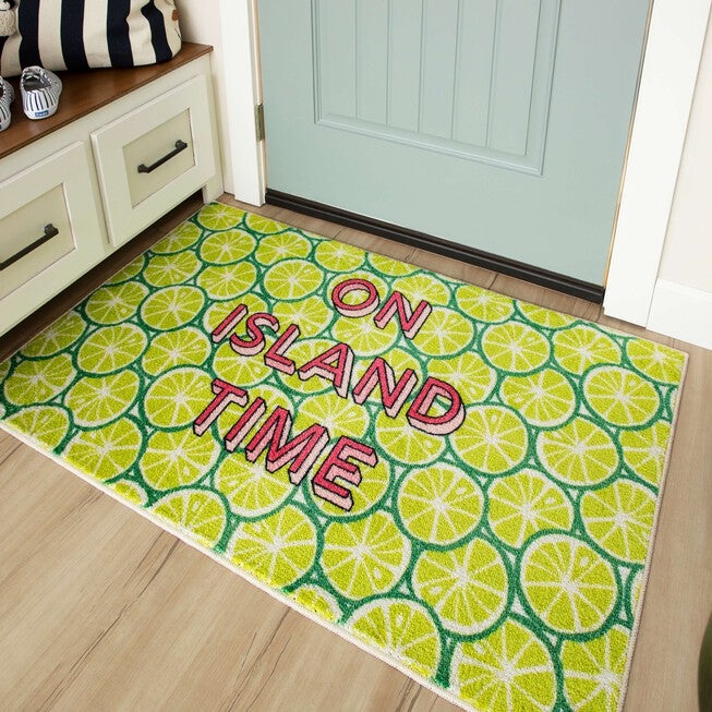 On Island Time Lime Green Kitchen Rug, , alternate image number 7