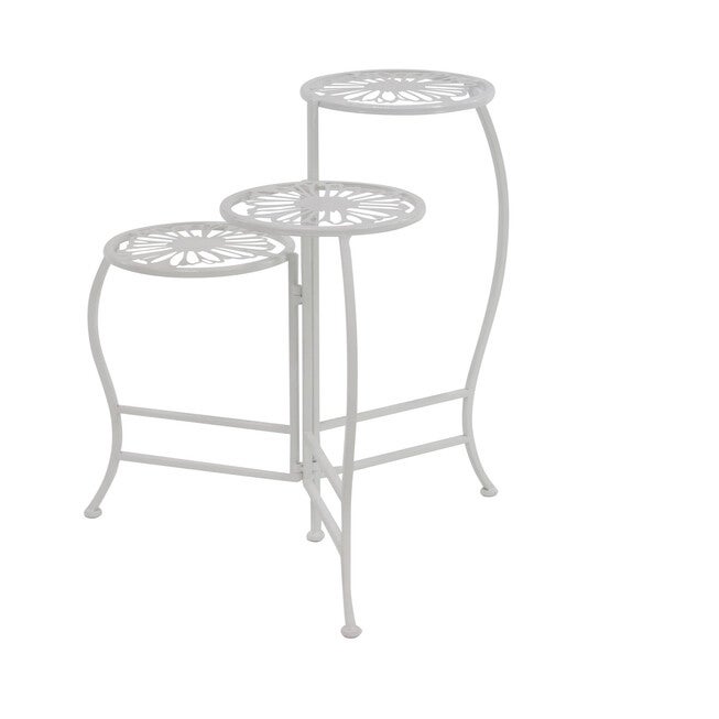 Set Of 3 White Metal Traditional Plantstand, , on-hover image number 1
