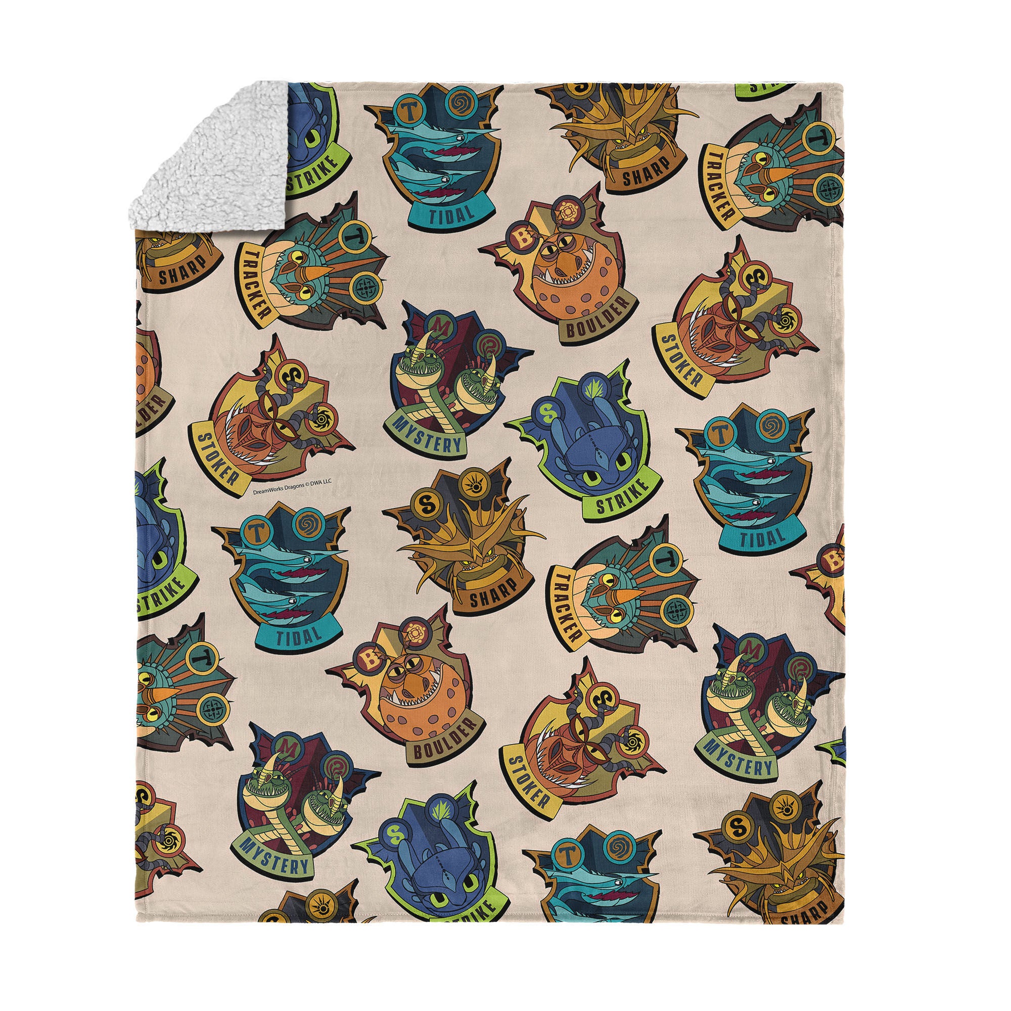 How to Train Your Dragon Dragon Badges Silk Touch Sherpa Throw Blanket 50x60 inches, BADGES, hi-res image number 0