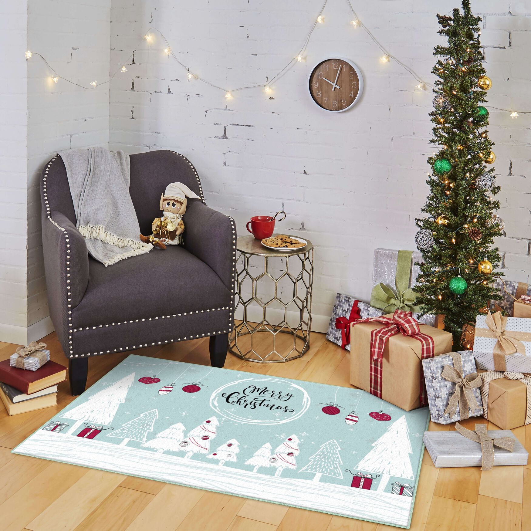 Merry Forest Light Blue Kitchen Rug, , alternate image number 8