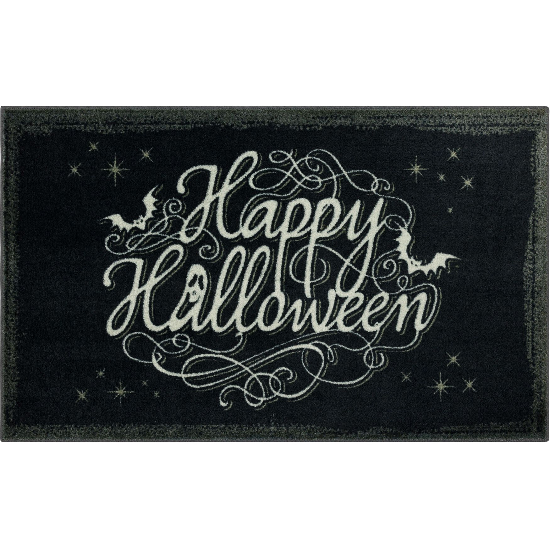 Bat Script Black Kitchen Rug, BLACK, hi-res image number 0