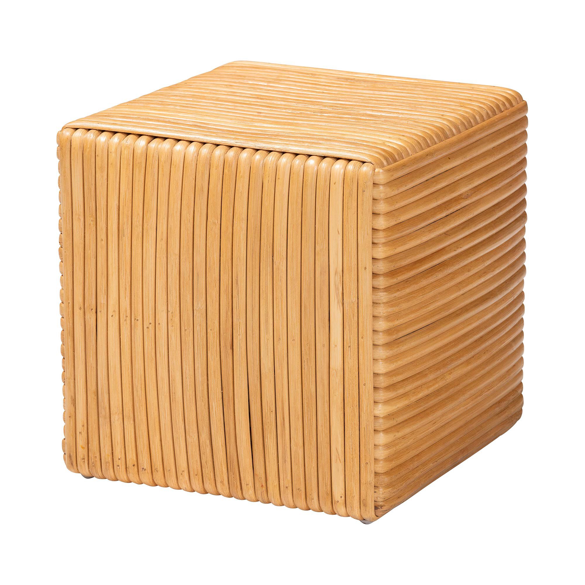 Karina Bohemian Light Honey Rattan Footstool, HONEY, alternate image number 1