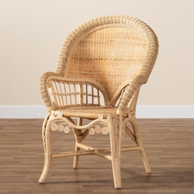 Ratu Modern Bohemian Natural Brown Rattan Accent Chair, , alternate image number 8