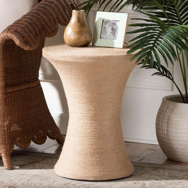 bali & pari Maliyah Japandi Natural Jute Ottoman, NATURAL BROWN, hi-res image number 0