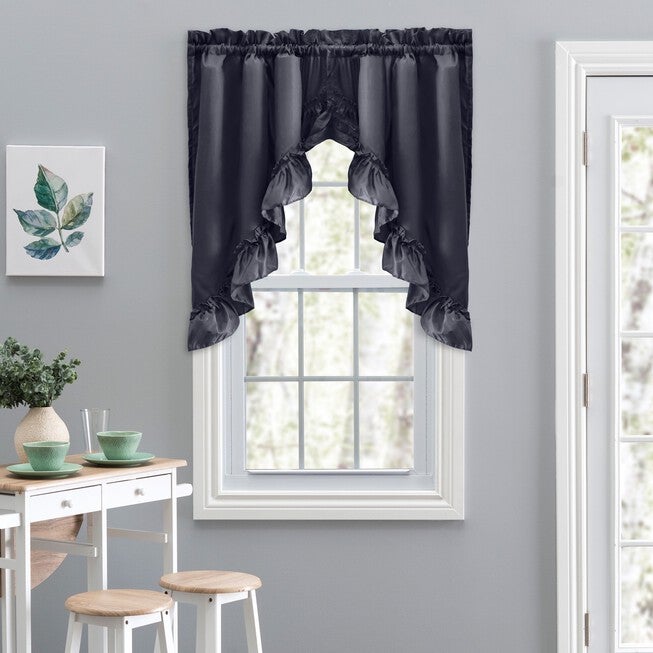 Stacey Curtain Ruffled Swag, NAVY, hi-res image number 0