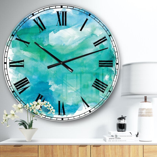 Sea Glass Farmhouse Wall Clock, BLUE, hi-res image number 0