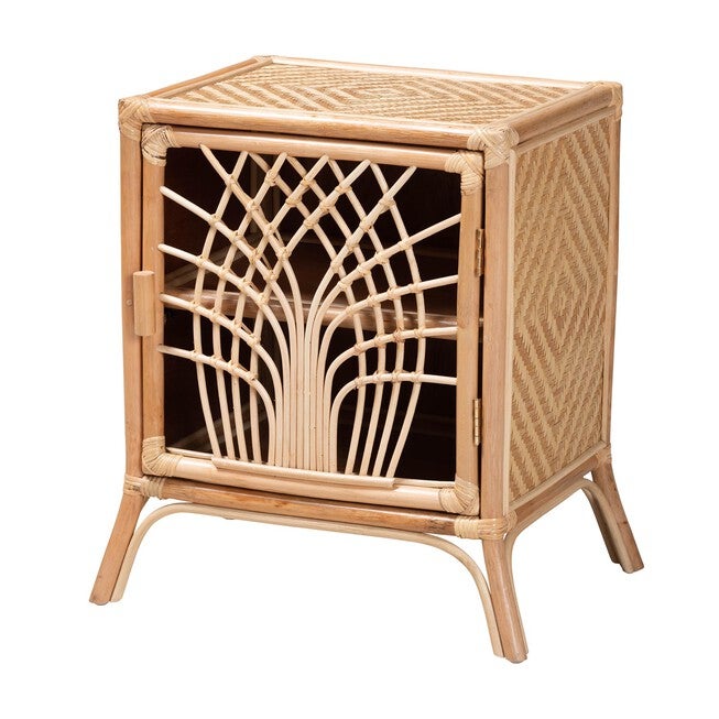 Danna Modern Bohemian Natural Brown Rattan Nightstand, NATURAL BROWN RATTAN, hi-res image number null