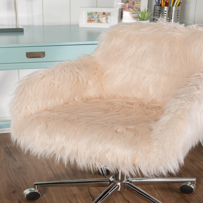 Dawson Faux Fur Barrell Office Chair Pnk, , alternate image number 4
