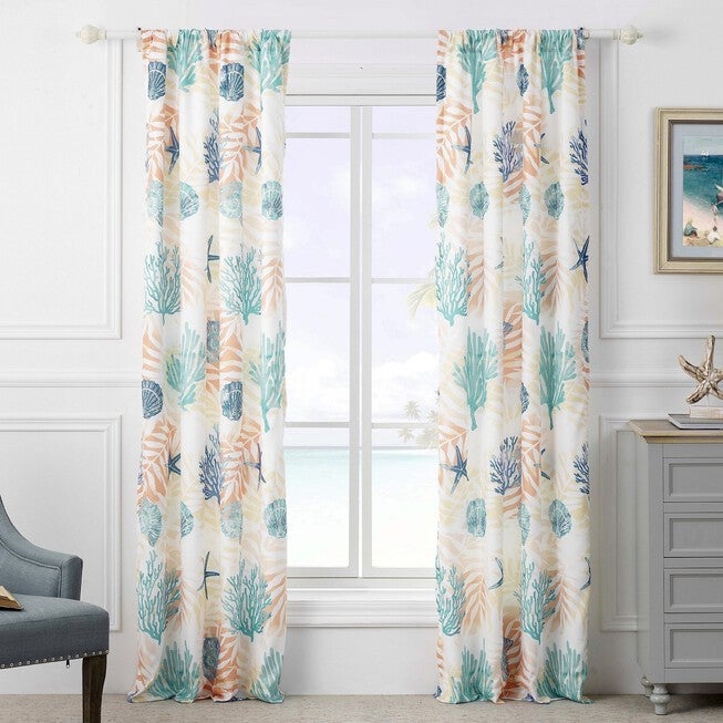 Montego Window Curtain Panel Pair, AQUA, hi-res image number 0