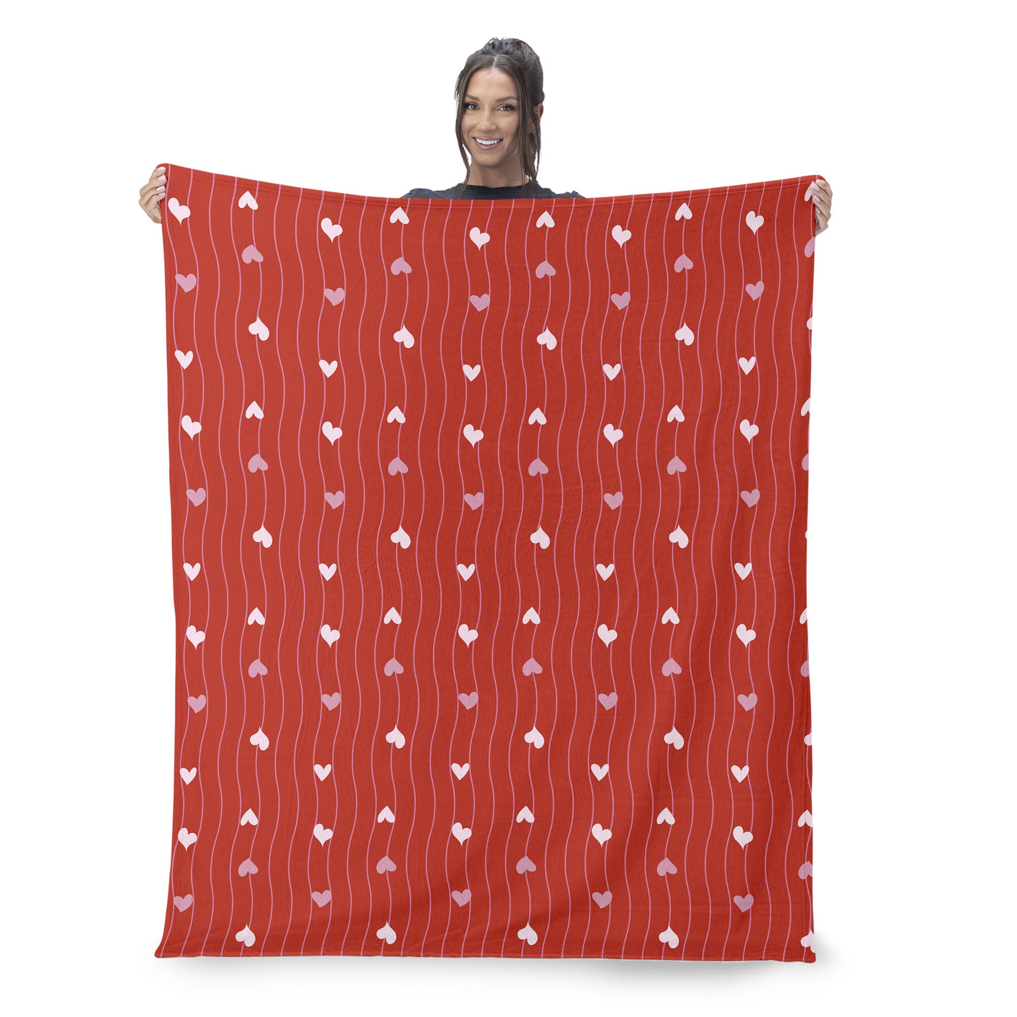 Valentine's Day Line Hearts Silk Touch Throw Blanket 60x80 Inches, HEARTS THROW, on-hover image number 1