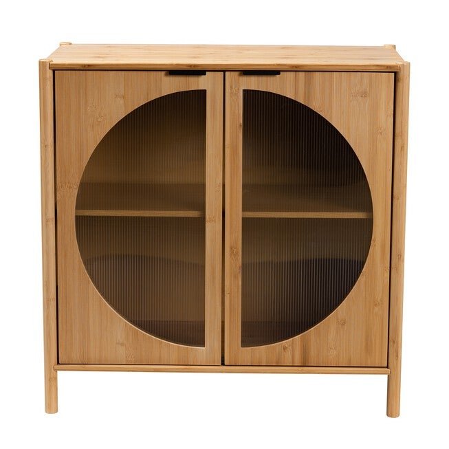 Naresh Mid-Century Modern Transitional Natural Brown Bamboo Wood 2-Door Storage Cabinet, , alternate image number 2