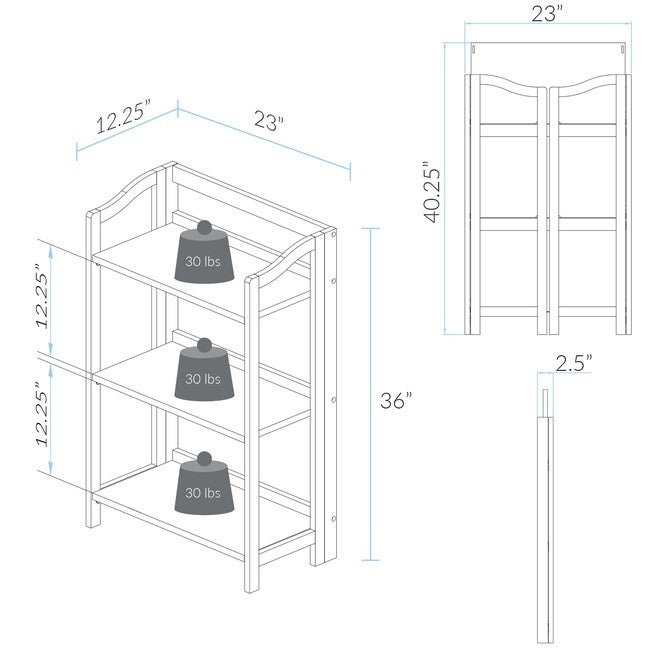 Stratford 3-Shelf Folding Bookcase-Warm Brown, , alternate image number null