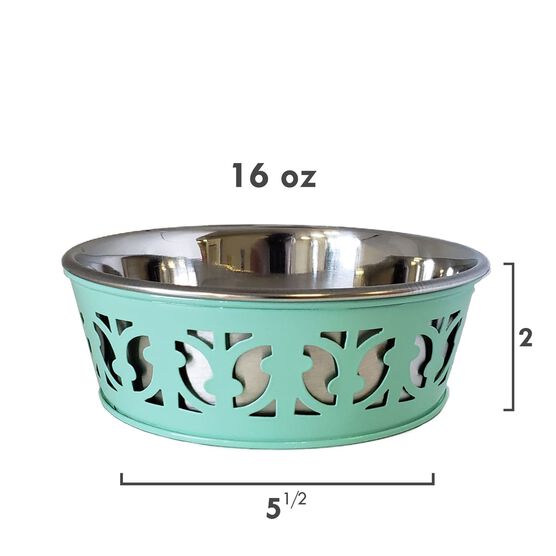 Stainless Steel Country Farmhouse Dog Bowl Mint Green 16 oz, , on-hover image number null