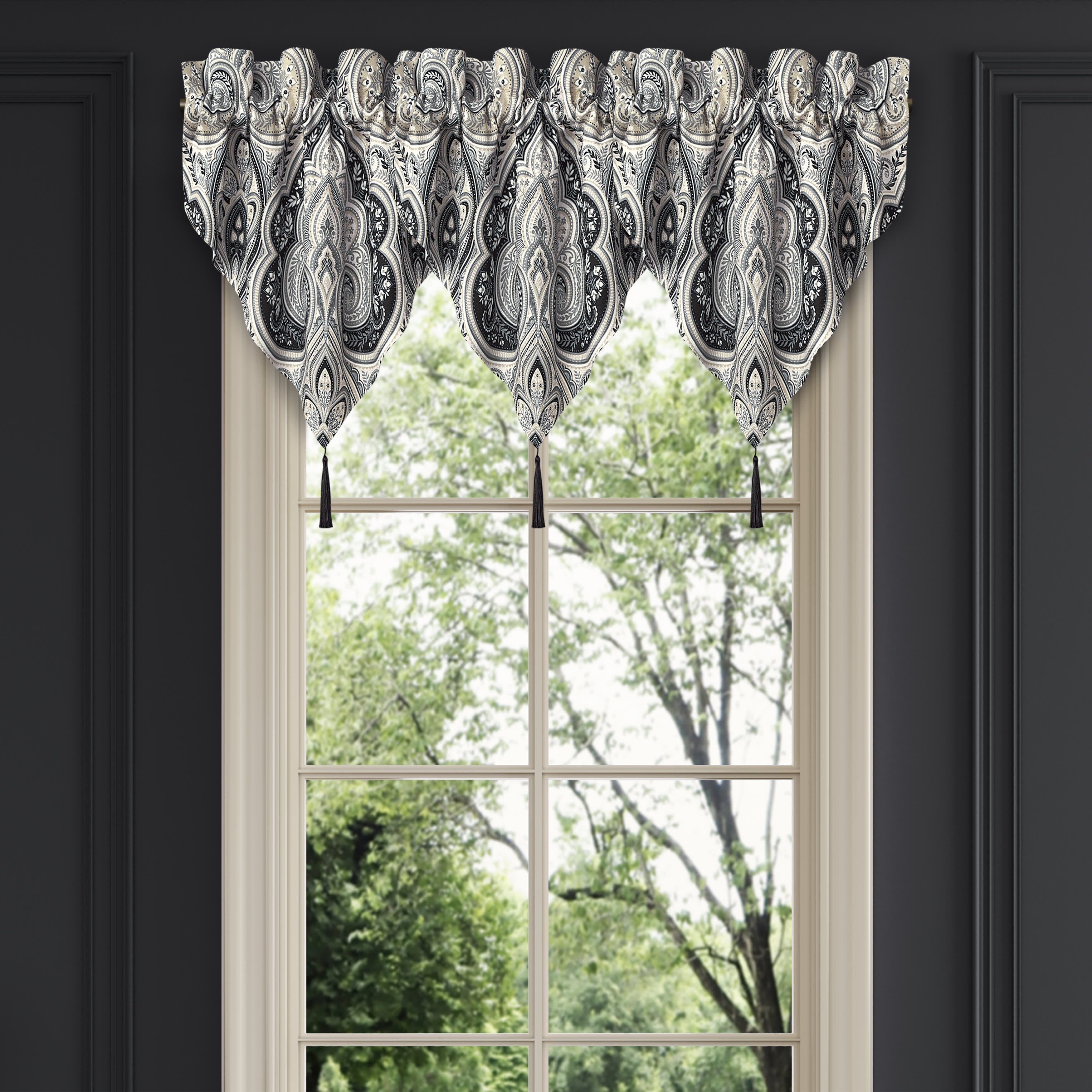 Messina Window Ascot Valance, BLACK, hi-res image number 0
