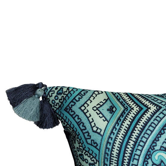 Edie @ Home Indoor/Outdoor Arabesque Watercolor Paisley Decorative Throw Pillow 14X21, Green Multi, , alternate image number null