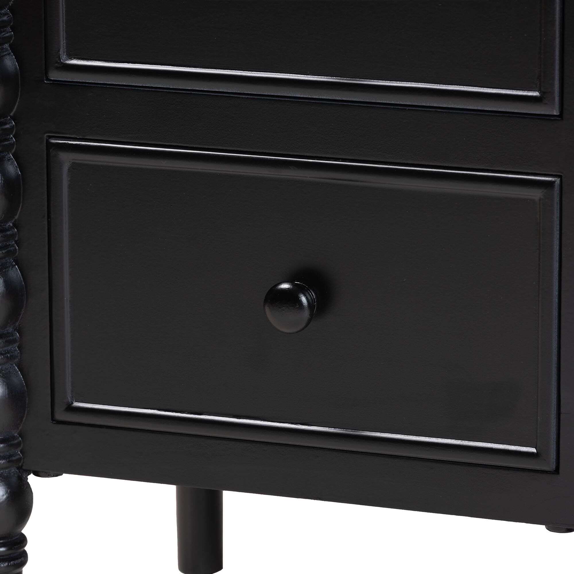 Malinda Classic White Wood 2-Drawer End Table with Spindle Legs, BLACK, alternate image number 6