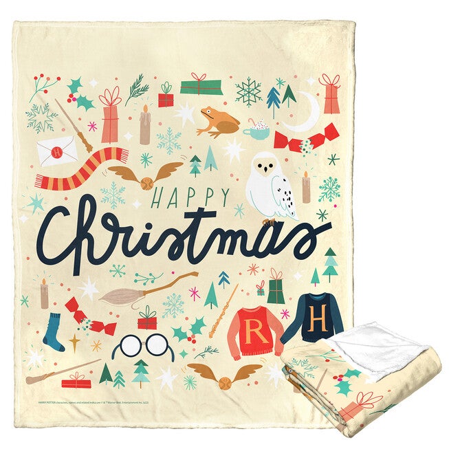Wb Harry Potter Everything Happy This Chirstmas Silk Touch Throw, O, hi-res image number null