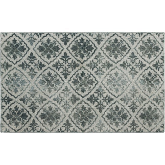 Diamond Ornament Grey Kitchen Rug, GREY, hi-res image number 0