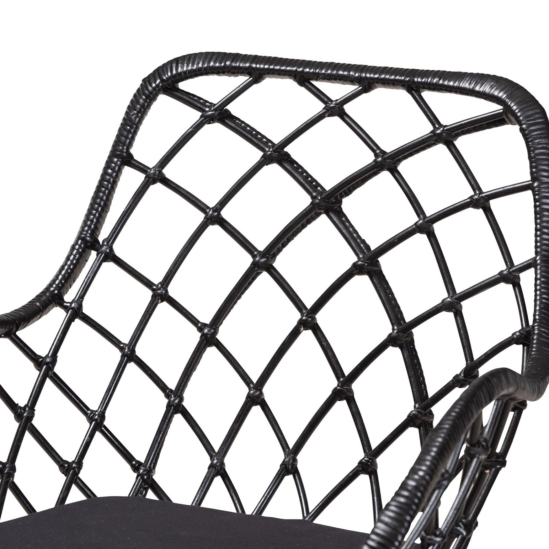 Ballerina Modern Bohemian Black Finished Rattan And Metal Dining Chair, , alternate image number 3