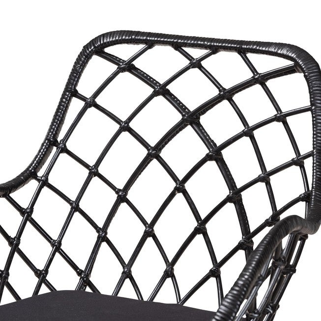 Ballerina Modern Bohemian Black Finished Rattan And Metal Dining Chair, , alternate image number 3