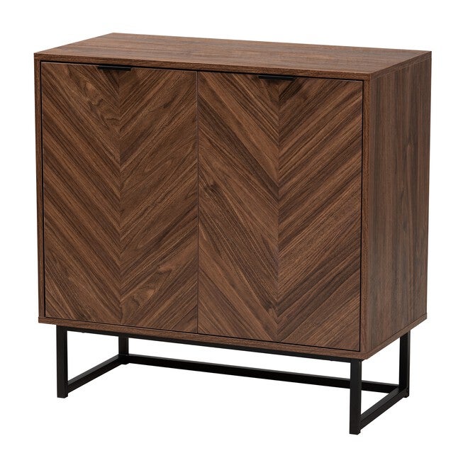Sadia Modern Walnut Brown Finished Wood Storage Cabinet, WALNUT BROWN BLACK, hi-res image number 0