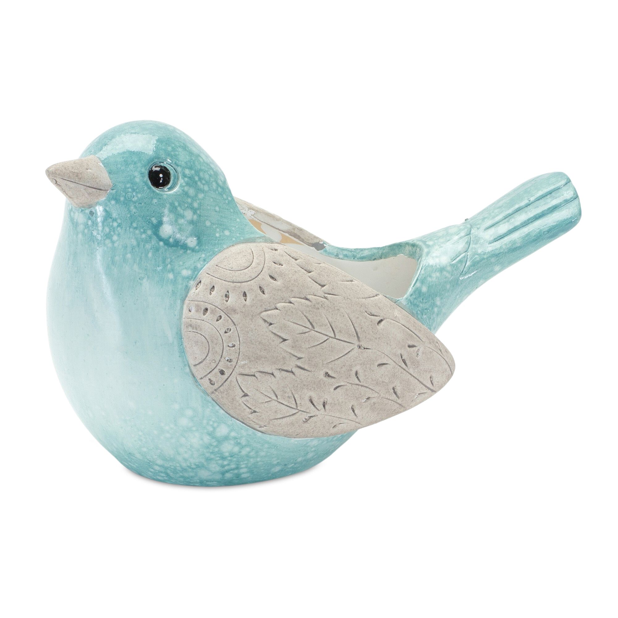 Whimsical Terra Cotta Garden Bird Planter (Set of 2), BLUE, alternate image number 2
