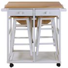 Breakfast Cart with Drop-Leaf Table-White, WHITE, hi-res image number 0