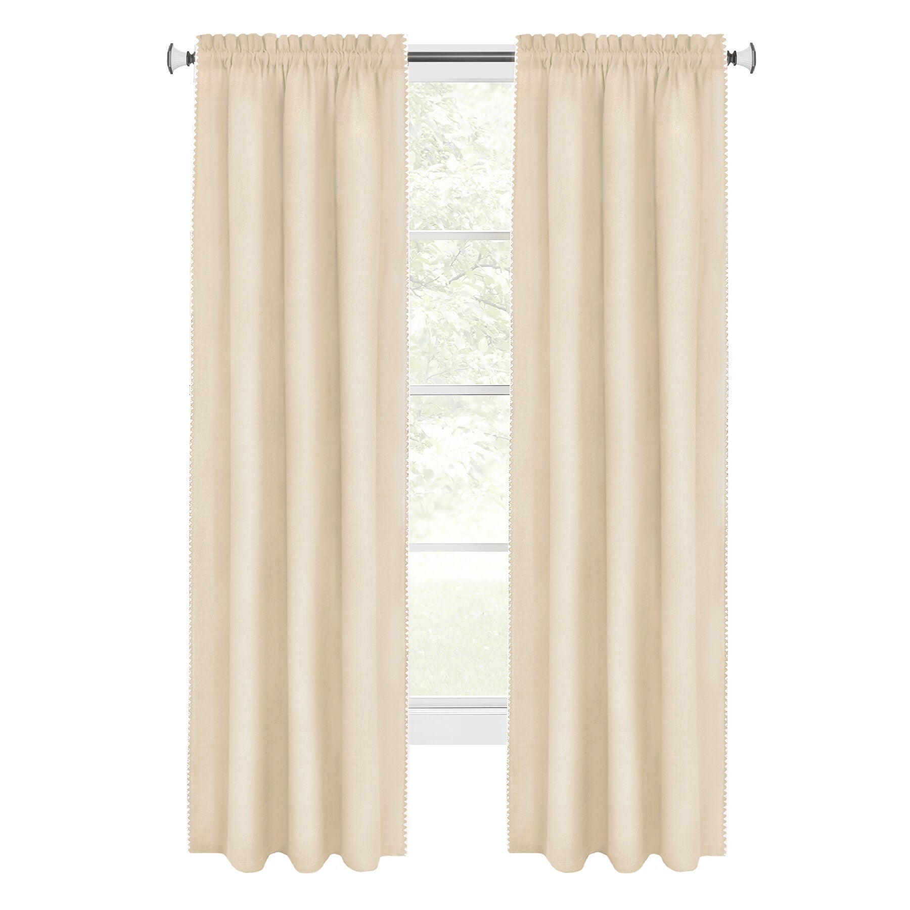Kendal Rod Pocket Window Curtain Panel, TAN, alternate image number 1