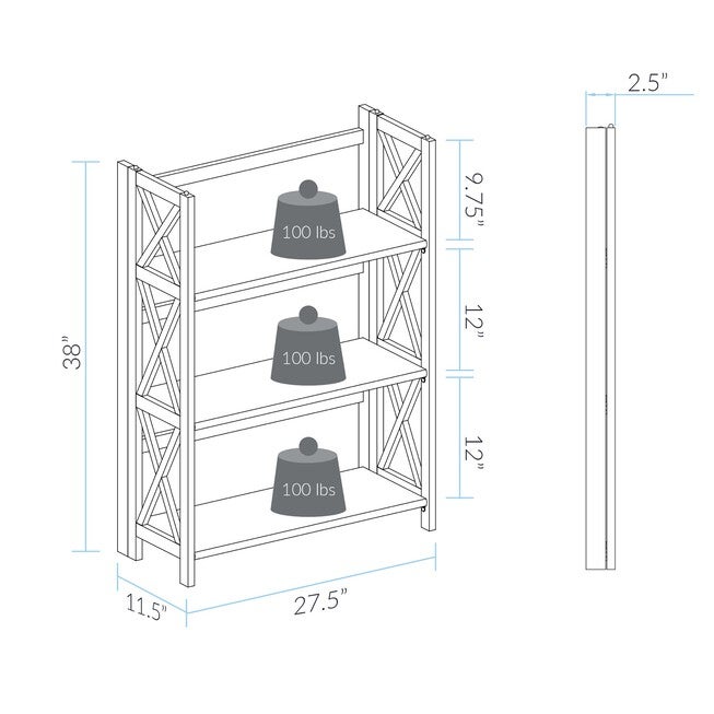 Montego 3-Shelf Folding Bookcase -Natural, , alternate image number null