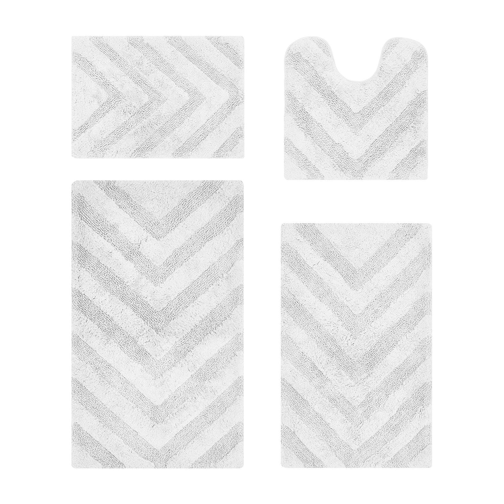 Hugo Collection 100% Cotton 4 Piece (17 inches X 24 inches | 20 inches X 20 inches | 21 inches X 34 inches | 24 inches X 40 inches) Bath Rug Set, WHITE, hi-res image number 0