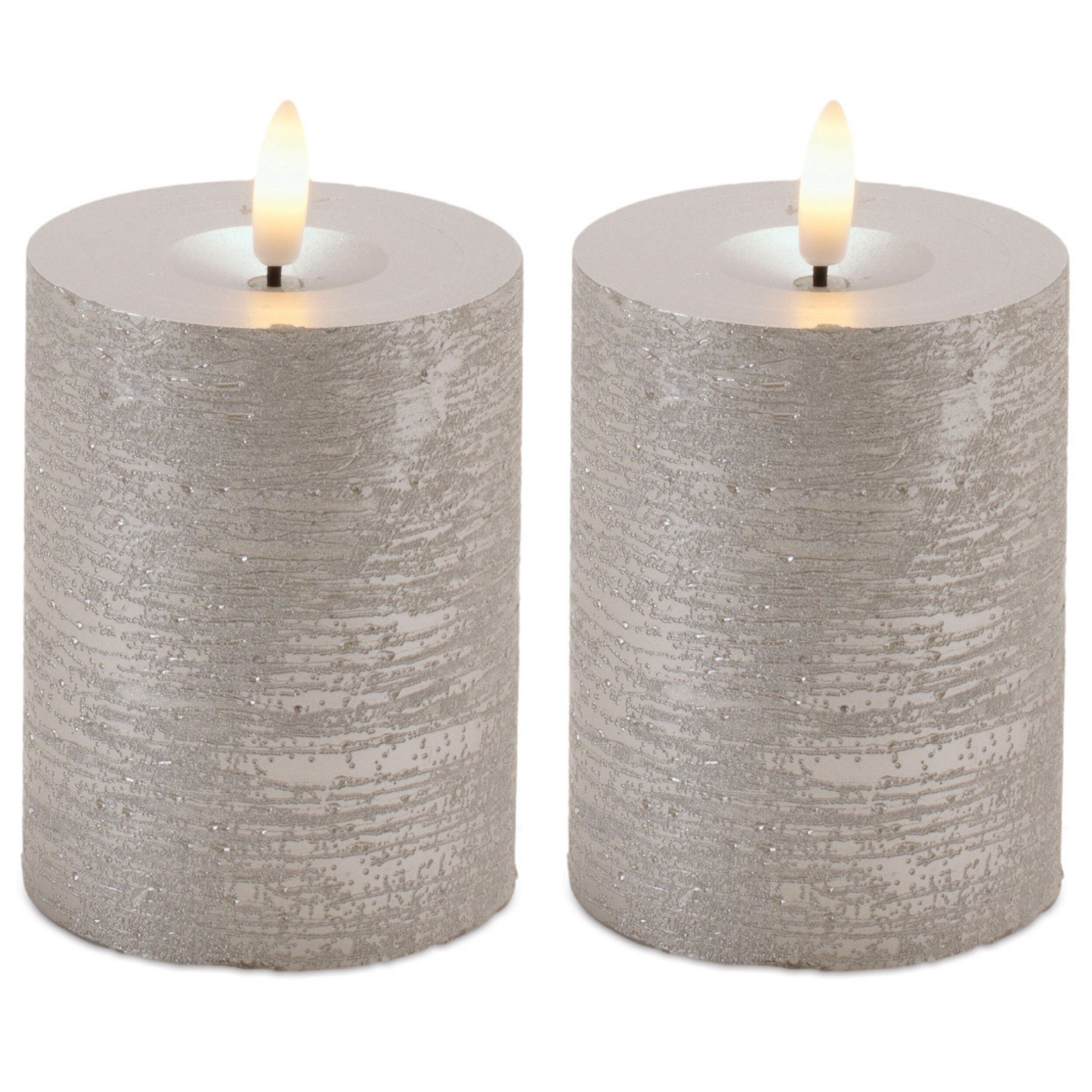 Metallic FIA Wick LED Candle (Set of 2), SILVER, alternate image number 2