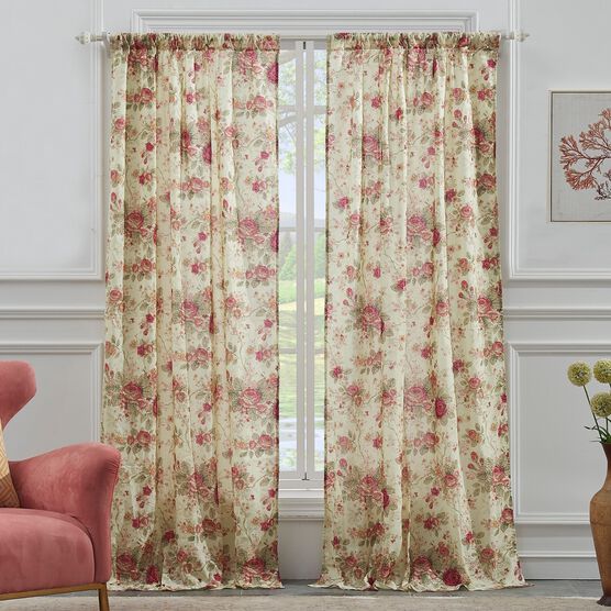 Antique Rose Curtain Panel Pair , MULTI, hi-res image number null