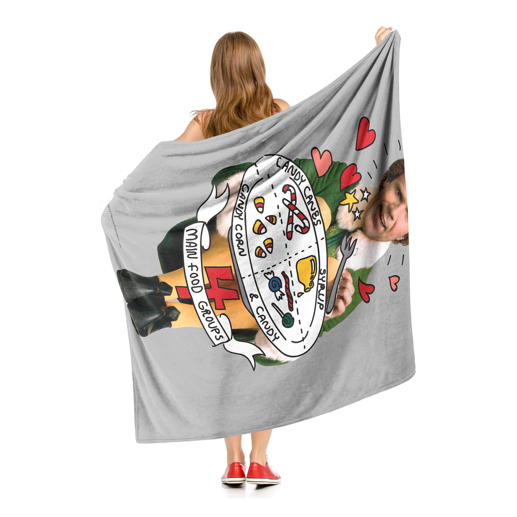 Wb Elf 4 Food Groups Silk Touch Throw Blanket, , alternate image number 5