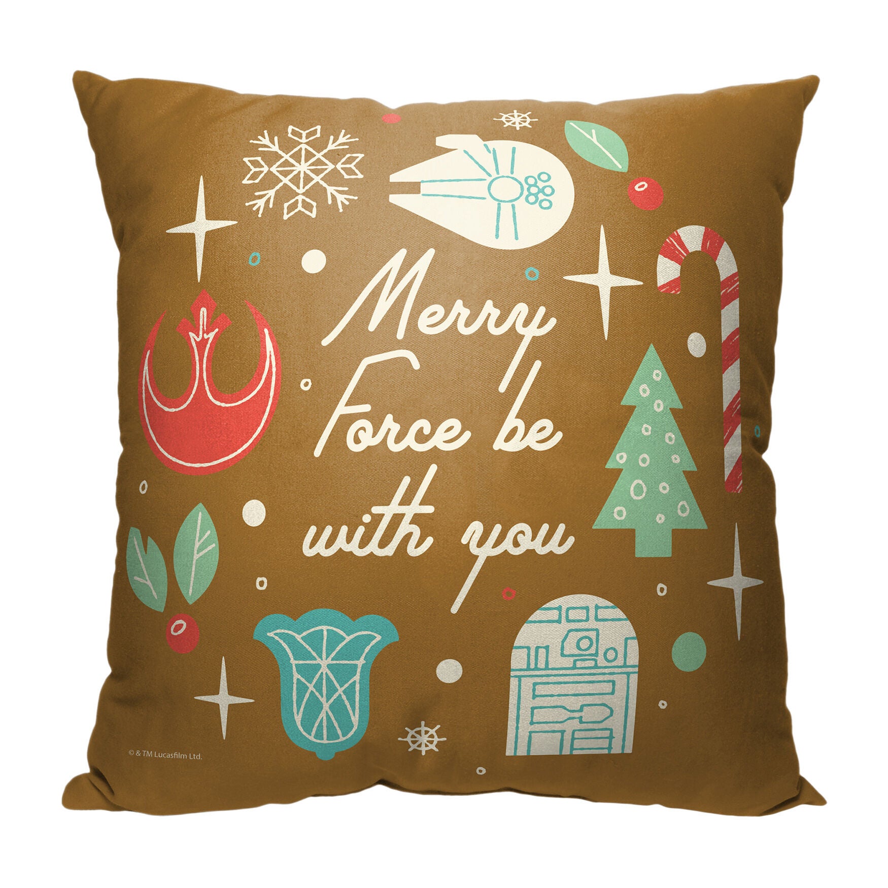 Star Wars Classic Merry Force Printed Throw Pillow, O, hi-res image number 0