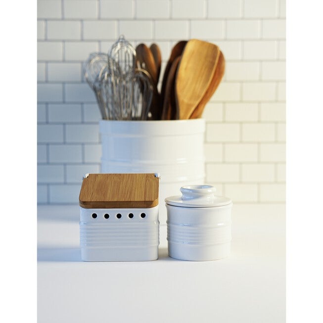 Stoneware Garlic Keeper - White, , alternate image number null